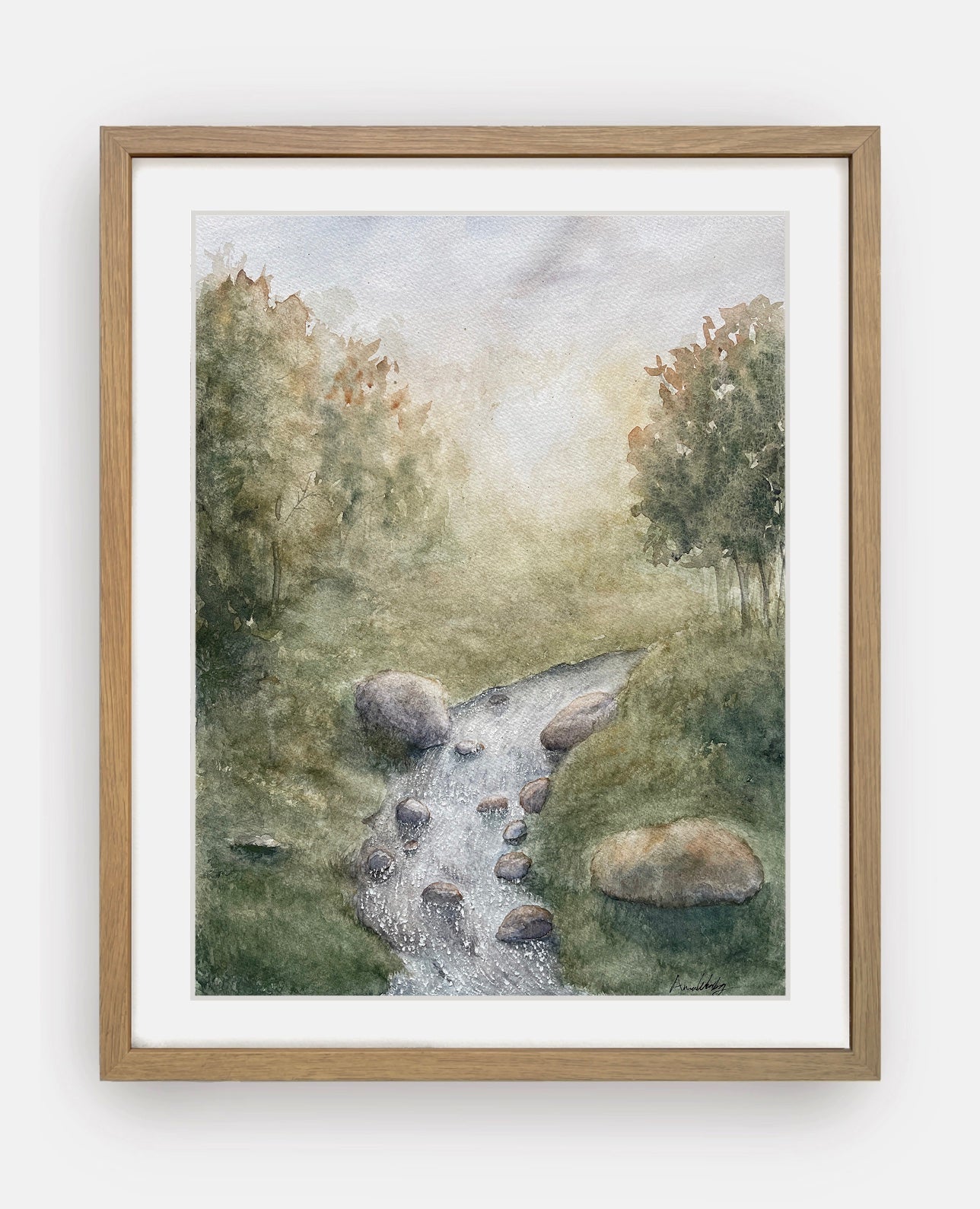 Originalmålning i akvarell med skogsmotiv av Anna Wennerberg